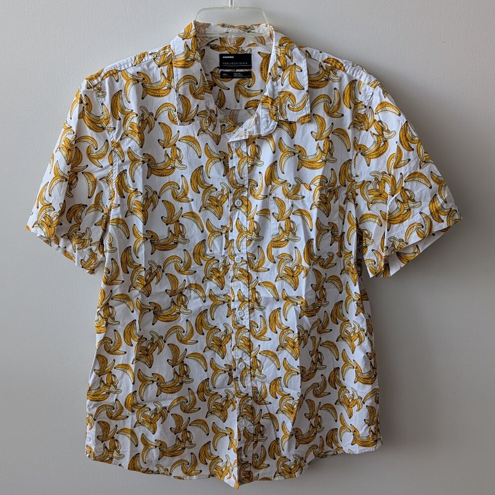 Mens Banana print Hawaiian Shirt L